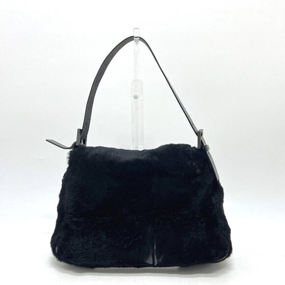 FENDI Mamma Baguette shoulder bags Hand Bag fur / Leather Black/SilverHardware - Picture 7 of 16